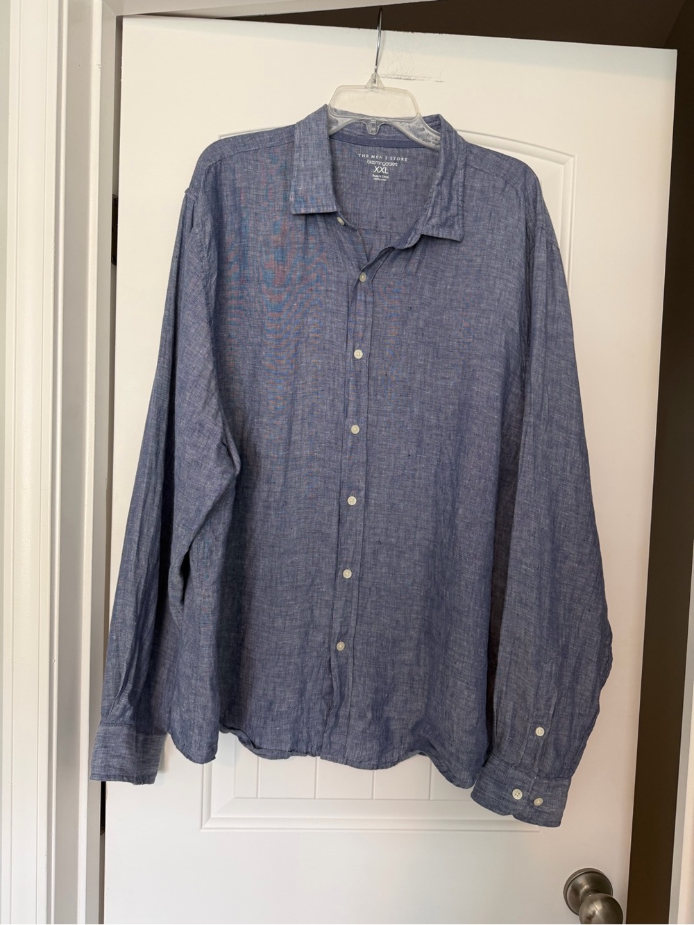 Bloomingdales Men's Blue Linen Button-Up Shirt - The Men's Store